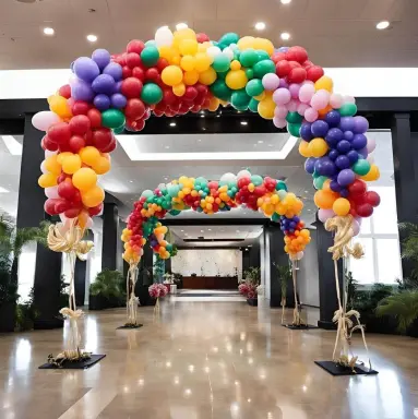 Corporate event balloon installation