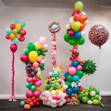 Themed balloon display with number balloons